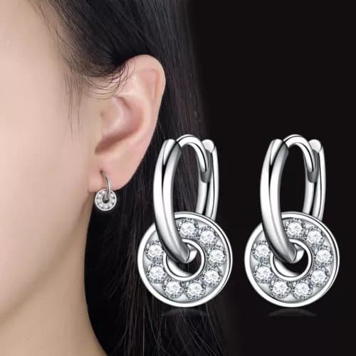 Crystal Huggie Hoop Earrings 925 Sterling Silver Women Girls Jewellery UK