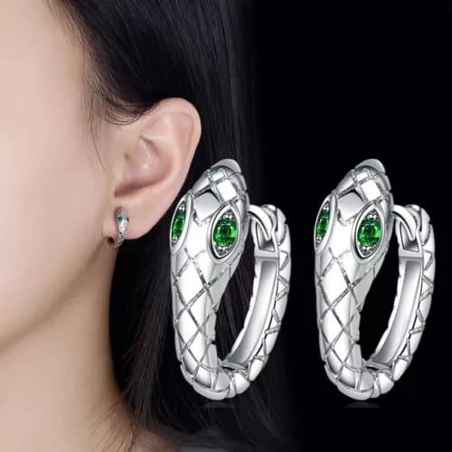 925 Sterling Silver Crystal Snake Hoop Earrings Jewellery Women Girls Gift UK