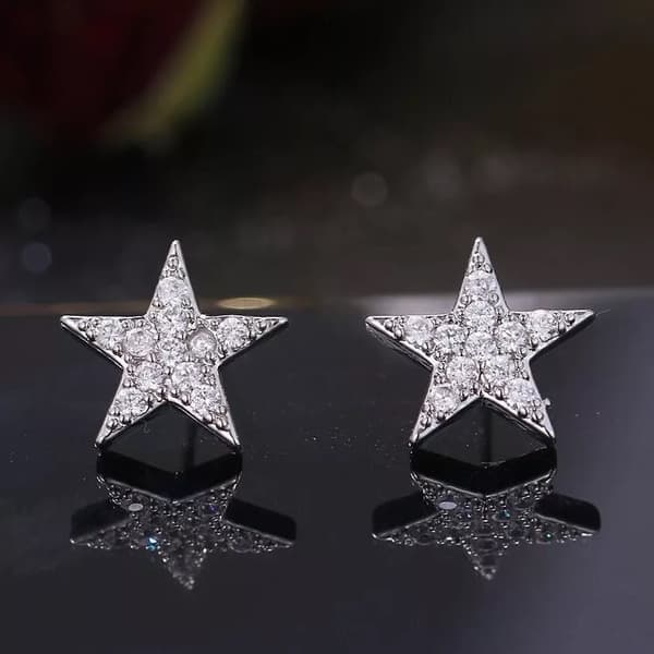925 Sterling Silver Crystal Star Stud Earrings Women Girls Jewellery Gift UK