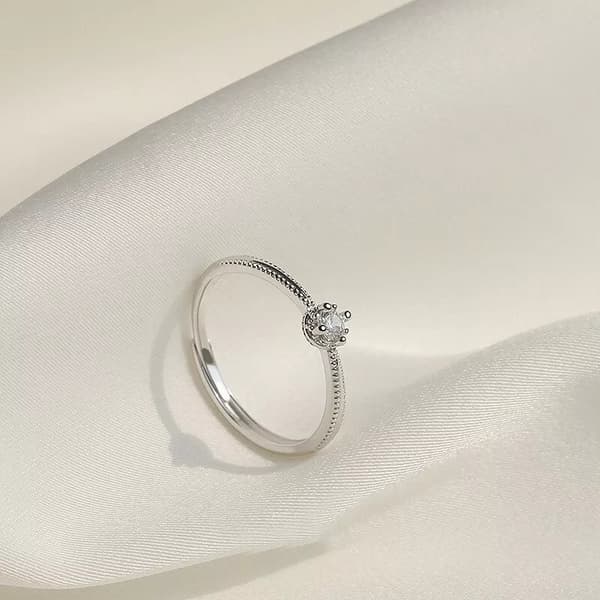 925 Sterling Silver Crystal Adjustable Ring Fashion Women Girls Jewellery Gift