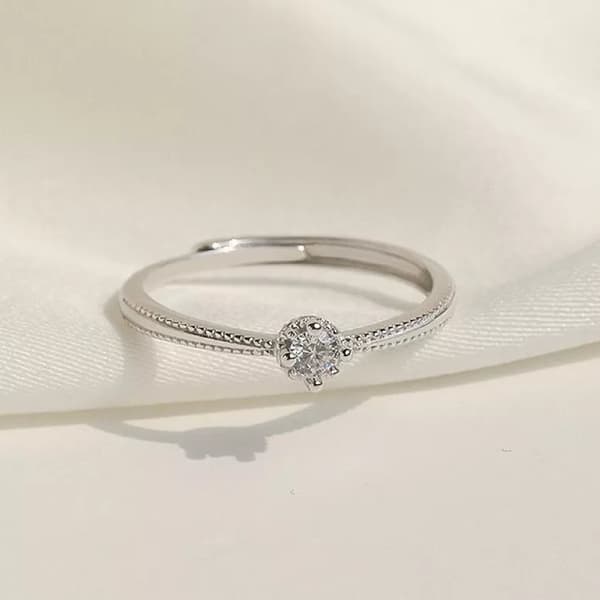 925 Sterling Silver Crystal Adjustable Ring Fashion Women Girls Jewellery Gift