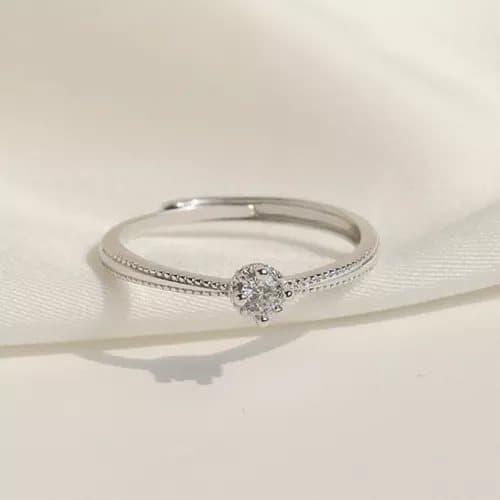 925 Sterling Silver Crystal Adjustable Ring Fashion Women Girls Jewellery Gift