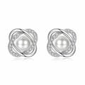 Miniatyrbild 7 av 8: Crystal Pearl Twist Stud Earrings 925 Sterling Silver Jewellery Women Gift UK