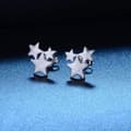 Miniatyrbilde 3 av 6: 925 Sterling Silver Triple Star Linked Stud Earrings Women Girls Jewellery Gift