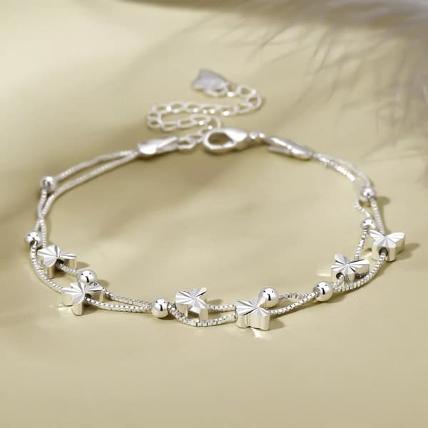 925 Sterling Silver Butterfly Bead Linked Adjustable Bracelet Women Jewellery UK