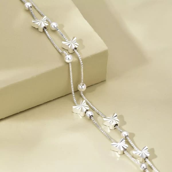 925 Sterling Silver Butterfly Bead Linked Adjustable Bracelet Women Jewellery UK