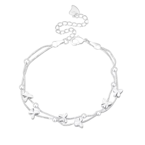 925 Sterling Silver Butterfly Bead Linked Adjustable Bracelet Women Jewellery UK