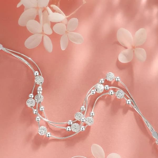 925 Sterling Silver Bead Linked Bracelet Women Girls Jewellery Gift UK
