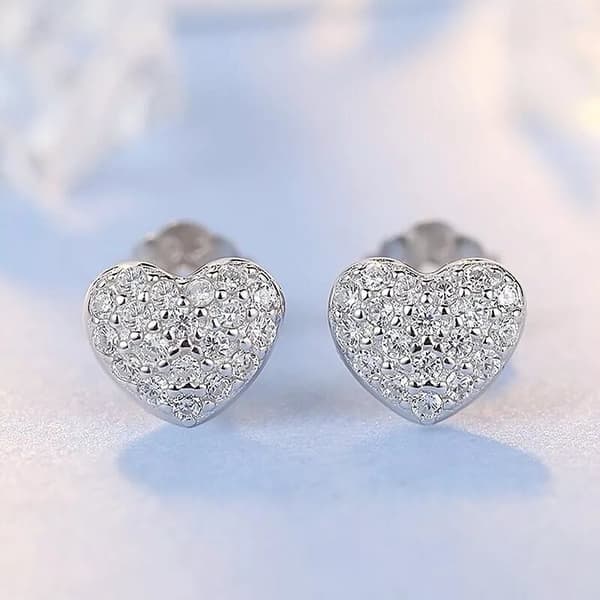 925 Sterling Silver Crystal Heart Stud Earrings Jewellery Women Girls Gift UK