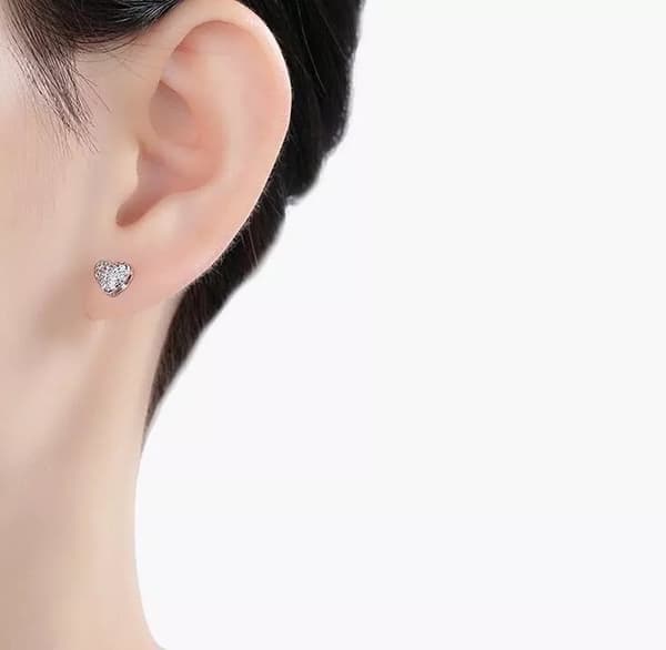 925 Sterling Silver Crystal Heart Stud Earrings Jewellery Women Girls Gift UK