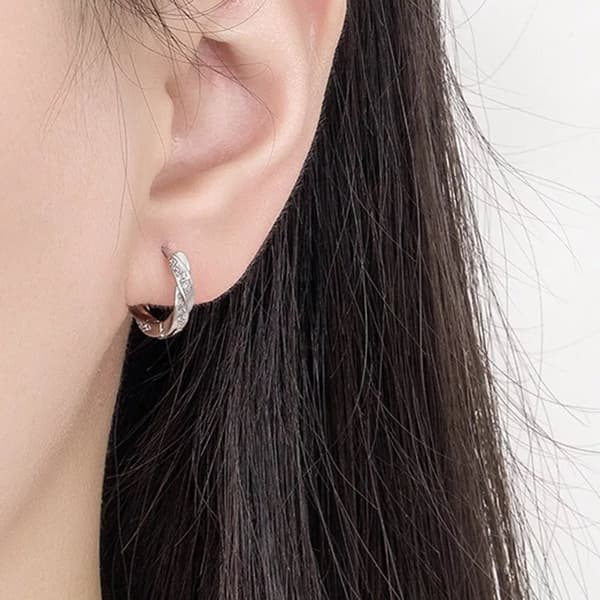 925 Sterling Silver Crystal Hoop Earrings Women Girls Jewellery Gift UK