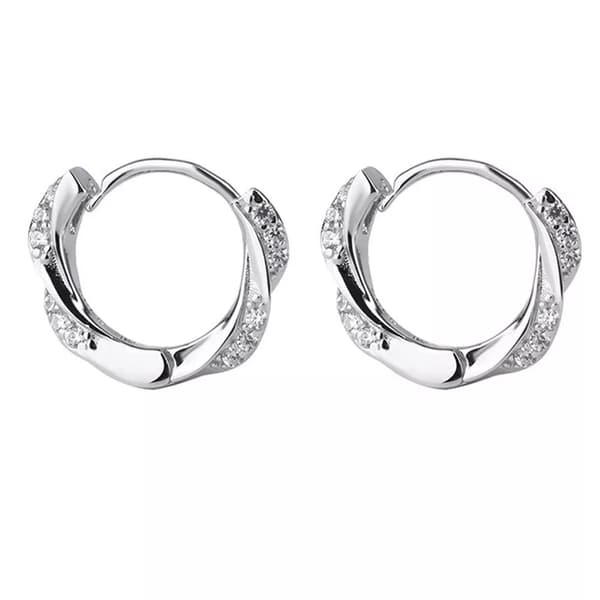 925 Sterling Silver Crystal Hoop Earrings Women Girls Jewellery Gift UK