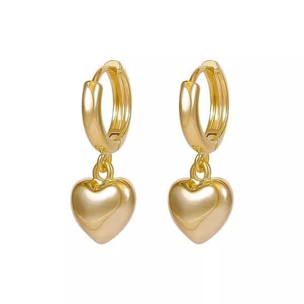 Charm Gold Heart Drop Dangle Hoop Earrings Women Girls Jewellery Gift UK
