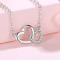 Miniatyrbild 5 av 7: 925 Sterling Silver Crystal Heart Linked Pendant Necklace Women Girls Jewellery