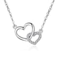 Miniatyrbild 6 av 7: 925 Sterling Silver Crystal Heart Linked Pendant Necklace Women Girls Jewellery