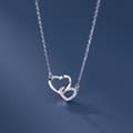 Miniatyrbild 2 av 7: 925 Sterling Silver Crystal Heart Linked Pendant Necklace Women Girls Jewellery