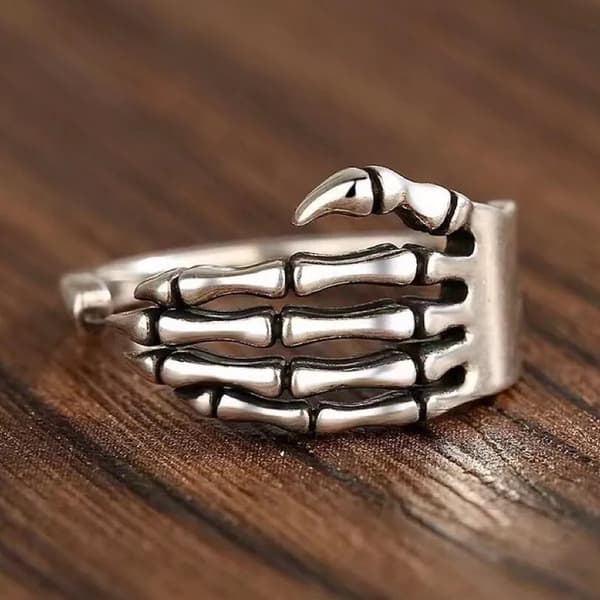 925 Sterling Silver Skeleton Hand Shaped Adjustable Ring Women Jewellery Gift UK
