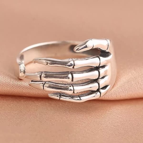 925 Sterling Silver Skeleton Hand Shaped Adjustable Ring Women Jewellery Gift UK