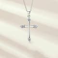 Miniatyrbild 3 av 7: Crystal Cross Pendant Chain Necklace 925 Sterling Silver Jewellery Gift UK