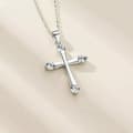 Miniatyrbild 5 av 7: Crystal Cross Pendant Chain Necklace 925 Sterling Silver Jewellery Gift UK