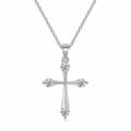 Miniatyrbild 6 av 7: Crystal Cross Pendant Chain Necklace 925 Sterling Silver Jewellery Gift UK