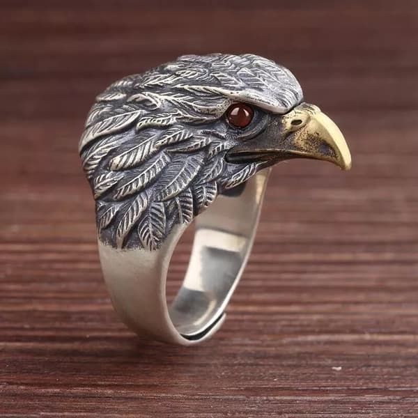 Vintage Eagle Adjustable Ring 925 Sterling Silver Women Mens Jewellery Gift UK