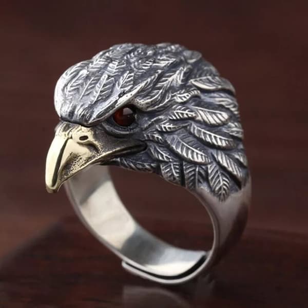 Vintage Eagle Adjustable Ring 925 Sterling Silver Women Mens Jewellery Gift UK