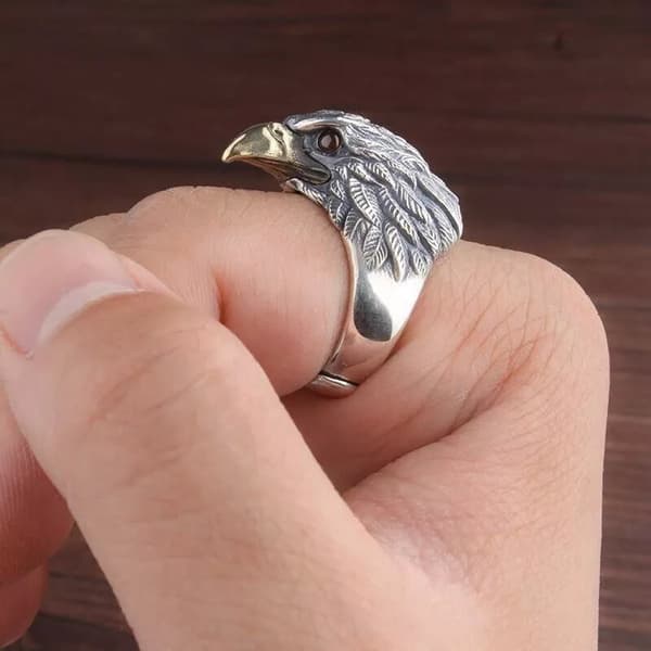 Vintage Eagle Adjustable Ring 925 Sterling Silver Women Mens Jewellery Gift UK
