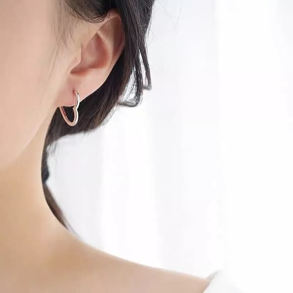 Womens Girls 925 Sterling Silver Love Heart Hoop Earrings Jewellery Gift UK