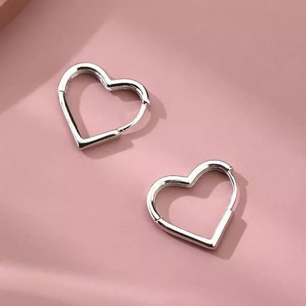Womens Girls 925 Sterling Silver Love Heart Hoop Earrings Jewellery Gift UK