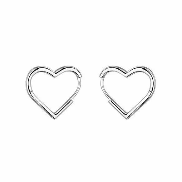 Womens Girls 925 Sterling Silver Love Heart Hoop Earrings Jewellery Gift UK