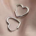 Miniatyrbilde 1 av 9: Womens Girls 925 Sterling Silver Love Heart Hoop Earrings Jewellery Gift UK