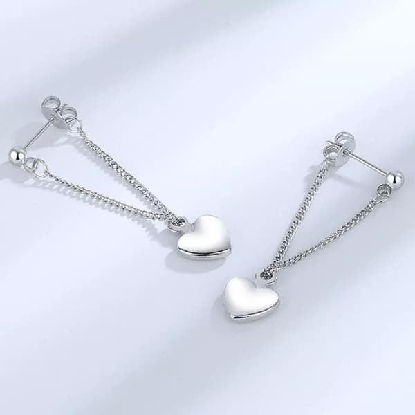 Women Girls 925 Sterling Silver Heart Dangle Drop Stud Earrings Jewellery Gift