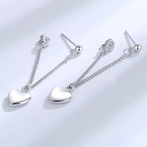 Women Girls 925 Sterling Silver Heart Dangle Drop Stud Earrings Jewellery Gift