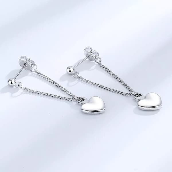 Women Girls 925 Sterling Silver Heart Dangle Drop Stud Earrings Jewellery Gift