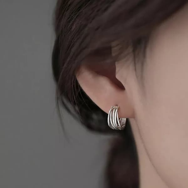 925 Sterling Silver Fashion Multi Layer Hoop Earrings Women Jewellery Gift UK