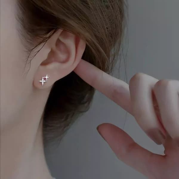 925 Sterling Silver Crystal Star Linked Stud Earrings Jewellery Women Girls Gift