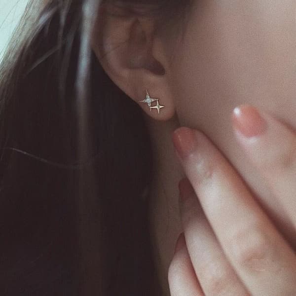 925 Sterling Silver Crystal Star Linked Stud Earrings Jewellery Women Girls Gift