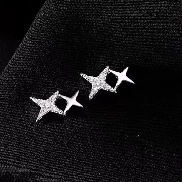 925 Sterling Silver Crystal Star Linked Stud Earrings Jewellery Women Girls Gift
