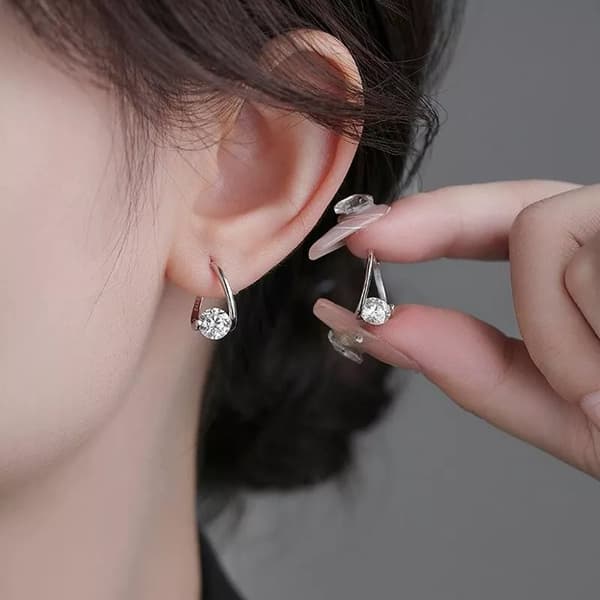 925 Sterling Silver Elegant Crystal Hoop Earrings Women Girls Jewellery Gift