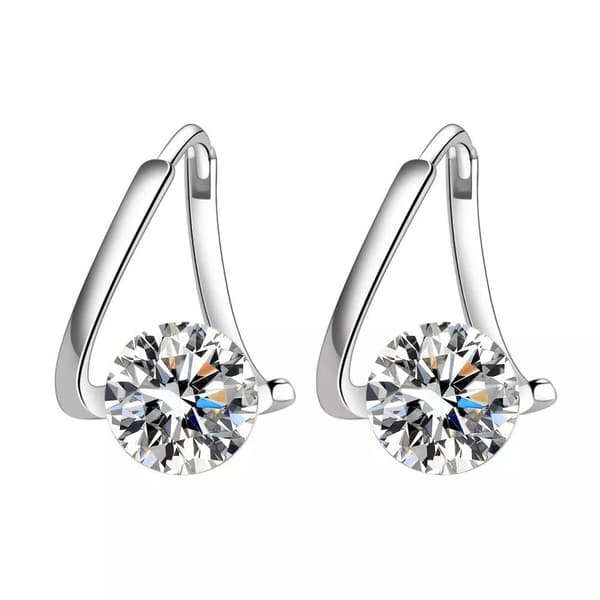 925 Sterling Silver Elegant Crystal Hoop Earrings Women Girls Jewellery Gift