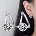 Miniatyrbilde 1 av 7: 925 Sterling Silver Elegant Crystal Hoop Earrings Women Girls Jewellery Gift