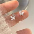 Miniatyrbilde 3 av 8: 925 Sterling Silver Crystal Butterfly Stud Earrings Jewellery Women Girls Gift