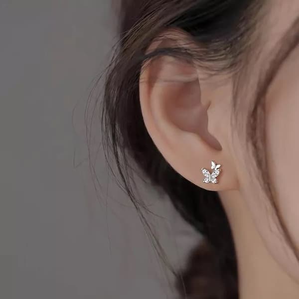 925 Sterling Silver Crystal Butterfly Stud Earrings Jewellery Women Girls Gift
