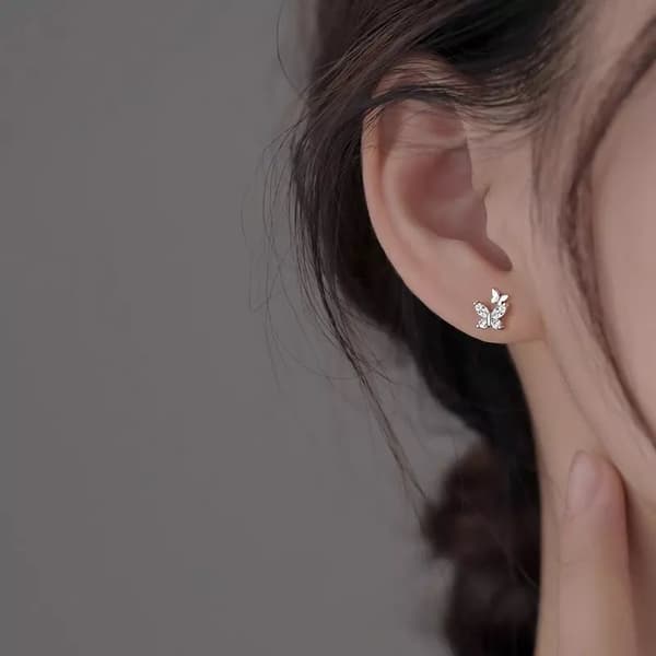 925 Sterling Silver Crystal Butterfly Stud Earrings Jewellery Women Girls Gift