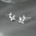 Miniatyrbilde 6 av 8: 925 Sterling Silver Crystal Butterfly Stud Earrings Jewellery Women Girls Gift