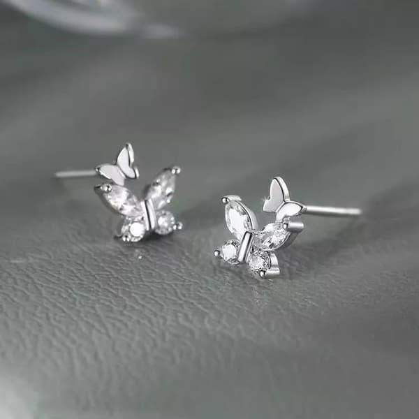 925 Sterling Silver Crystal Butterfly Stud Earrings Jewellery Women Girls Gift