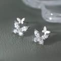 Miniatyrbilde 1 av 8: 925 Sterling Silver Crystal Butterfly Stud Earrings Jewellery Women Girls Gift