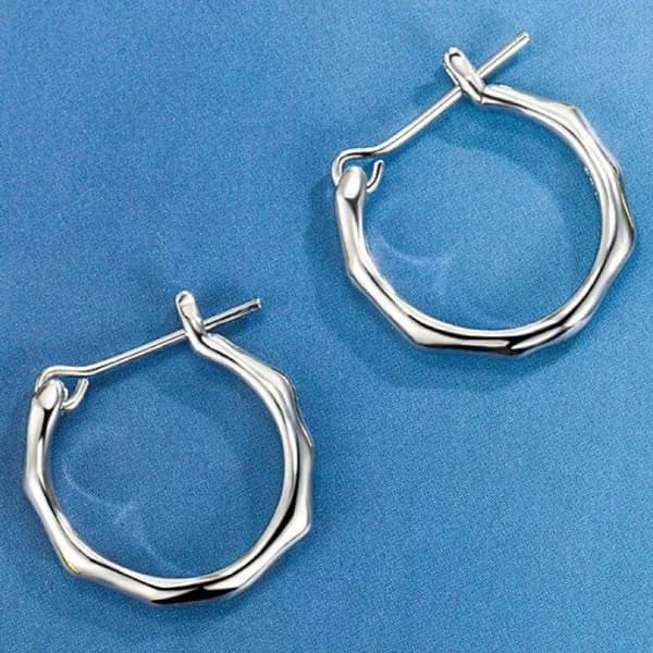925 Sterling Silver Bamboo Hoop Earrings Women Girls Jewellery Gift UK
