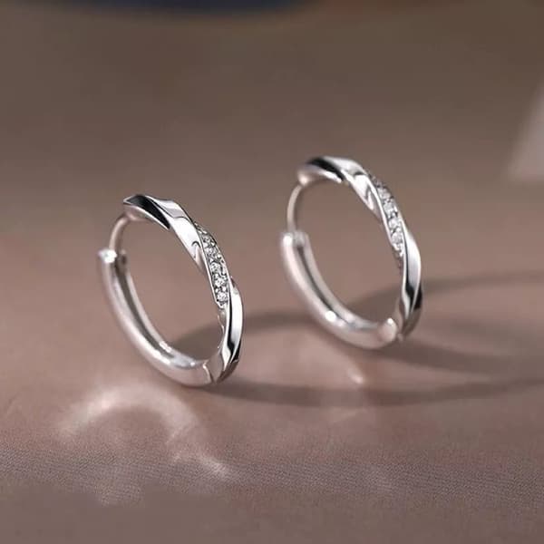 Elegant Crystal Huggie Hoop Earrings 925 Sterling Silver Jewellery women Girl UK